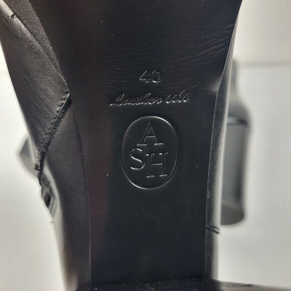 Ash Ankle Boots Block Heel Leather Black Size Size 40 EU. Size 10 US. - Picture 16 of 16